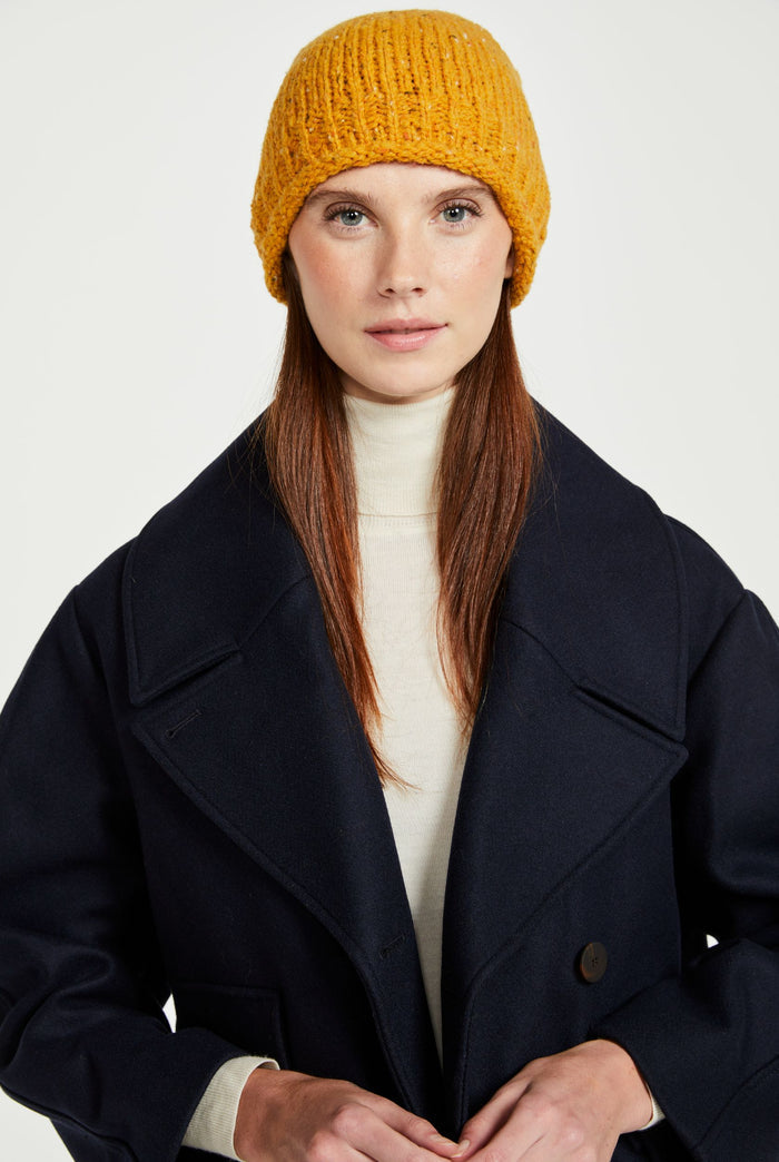 wool hat, yellow, aran hat, Hat & Scarf, knitwear, ladies wool hat, Ireland,100% wool, gift,knitwear,Ireland