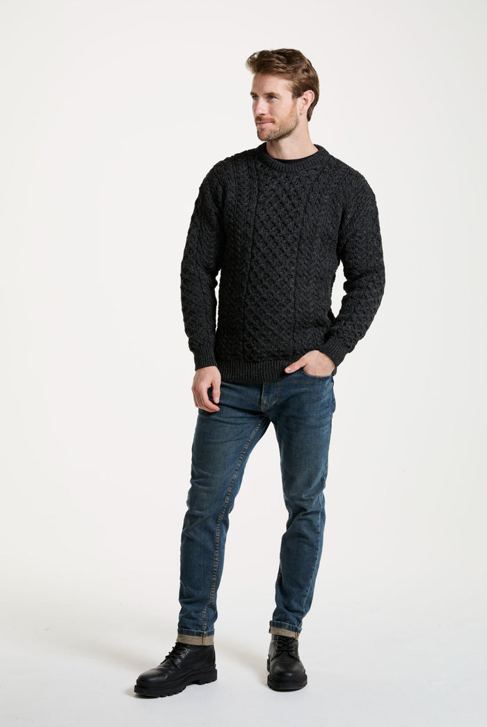 Sweater, merino wool, jumper, made in Ireland, Crew neck, cable knit, knitwear.wool jumper,aran, unisex