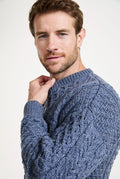 Made in Ireland, knitwear, men's sweater, Aran sweater, merino wool, cable knit, unisex, fisherman,grey