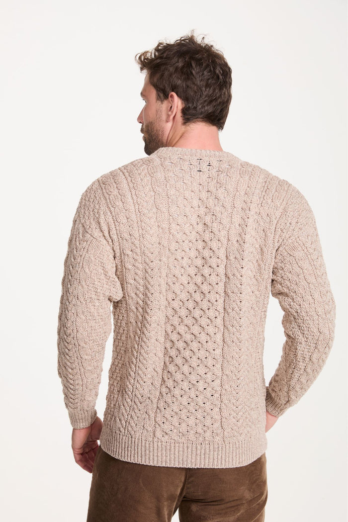 Inisheer Traditional Men's Merino Aran Sweater - Oat