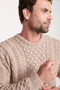 Inisheer Traditional Men's Merino Aran Sweater - Oat
