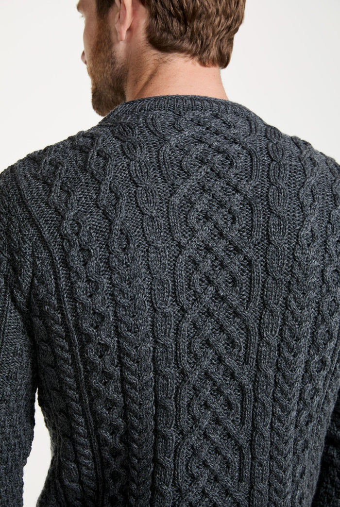 Merino wool jumper, men's sweater, made in Ireland, knitwear, men's grey sweater, aran, crew neck sweater, Ireland sweater