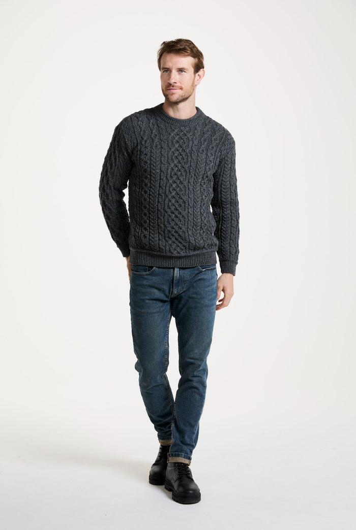 Merino wool jumper, men's sweater, made in Ireland, knitwear, men's grey sweater, aran, crew neck sweater, Ireland sweater
