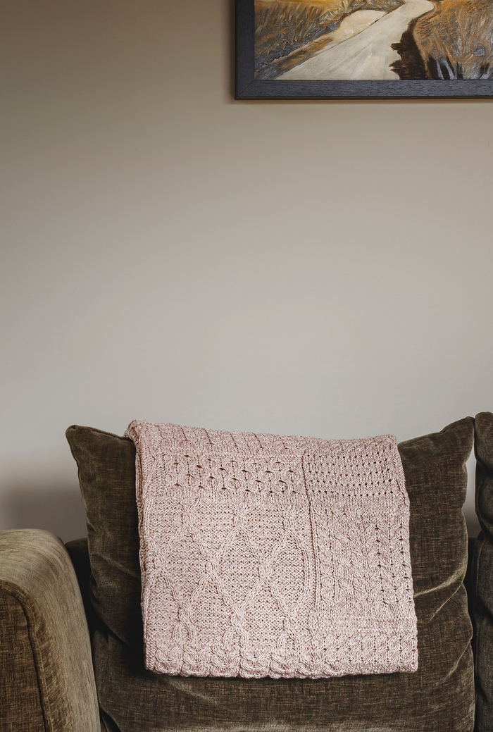 Keel Aran Patchwork Merino Blanket -  Oat