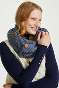 Wool, merino wool, aran snood, knitwear, Hat & Scarf, gift, made in Ireland, scarf, wool scarves, blue