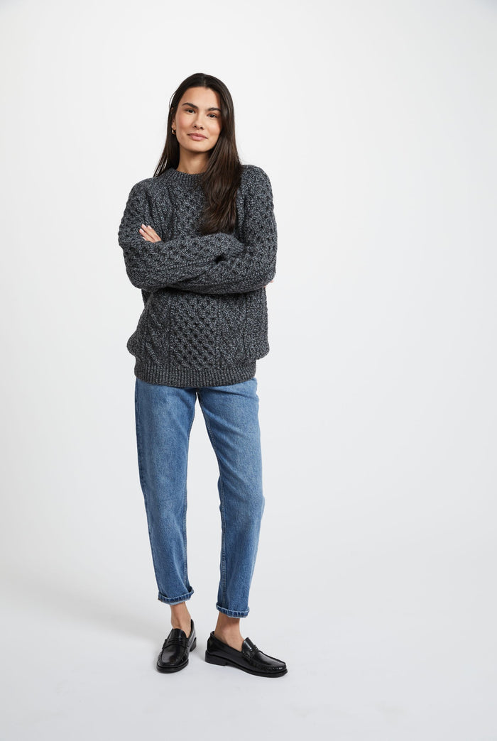 Merino wool, Charcoal, unisex, wool jumper, Irish wool jumper, made in Ireland, knitwear, crew neck sweater,aran