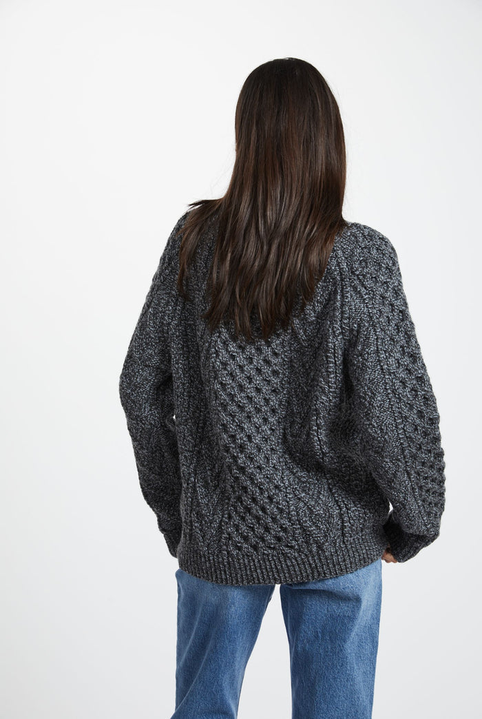 Merino wool, Charcoal, unisex, wool jumper, Irish wool jumper, made in Ireland, knitwear, crew neck sweater,aran