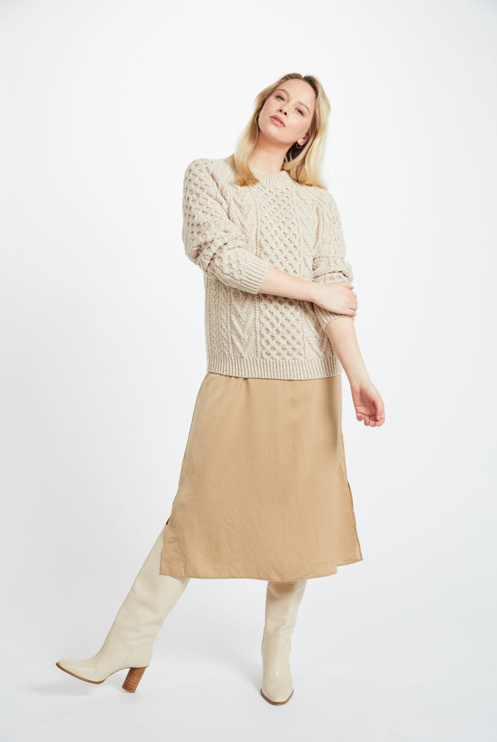 Merino wool, oat, Unisex, wool jumper, Irish wool jumper, made in Ireland, knitwear, crew neck sweater,aran