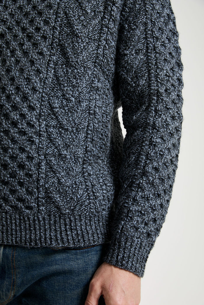 Kilronan Aran Mens Honeycomb Sweater - Charcoal