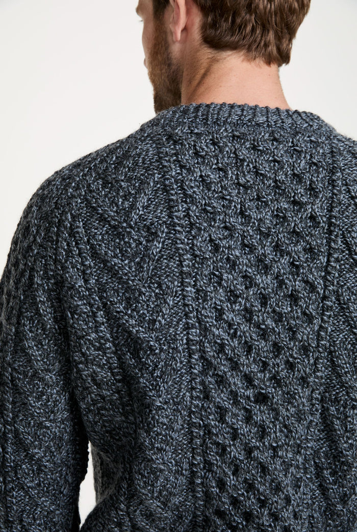 Kilronan Aran Mens Honeycomb Sweater - Charcoal