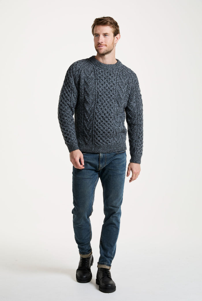 Kilronan Aran Mens Honeycomb Sweater - Charcoal