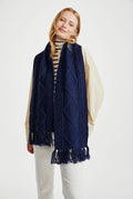 Merino wool, scarf, oat, knitwear, gift, ladies scarf, aran scarves, hat & scarves, wool scarf, blue, unisex