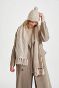 merino wool, scarf, oat,  knitwear, gift, ladies scarf, aran scarves, hat & scarves,wool scarf