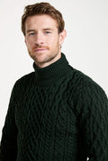 Merino wool jumper, men's sweater, made in Ireland, knitwear, aran, Irish sweater, cable knit, polo neck