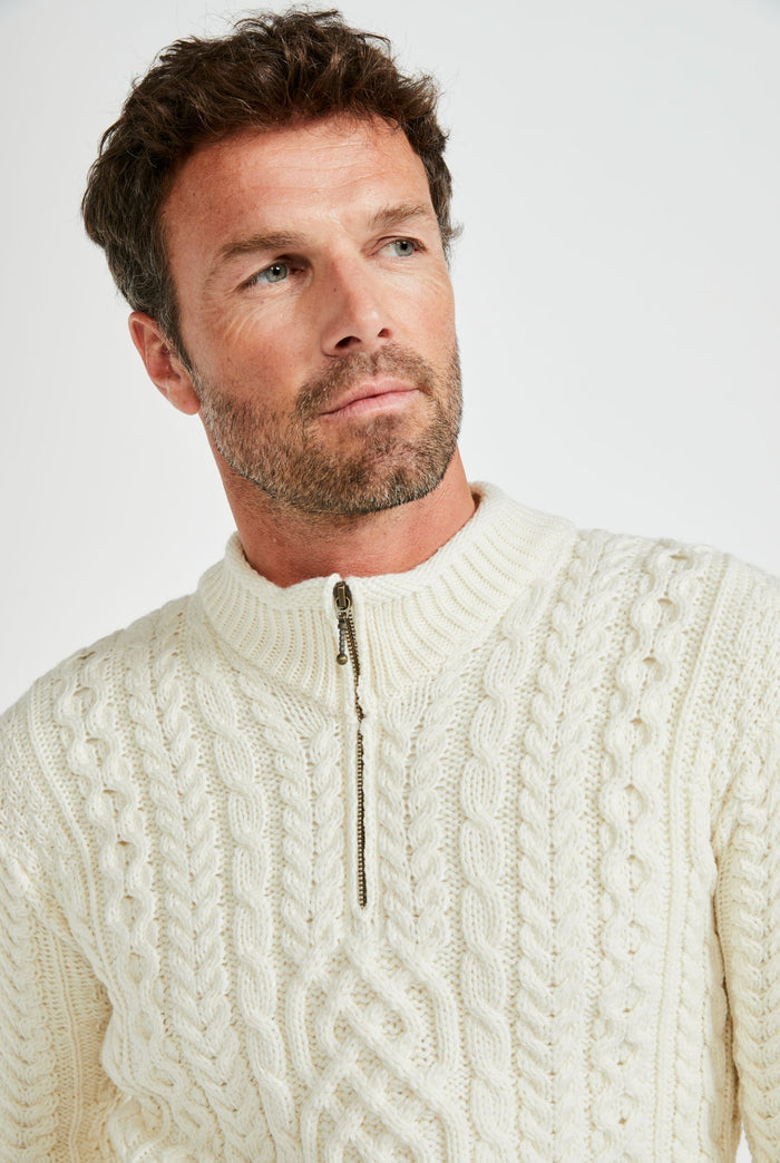 Merino wool jumper, Irish wool sweater, Men's sweater, Navy sweater, cable knit, made in Ireland, knitwear, jumper,cream jumper