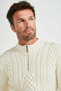 Merino wool jumper, Irish wool sweater, Men's sweater, Navy sweater, cable knit, made in Ireland, knitwear, jumper,cream jumper