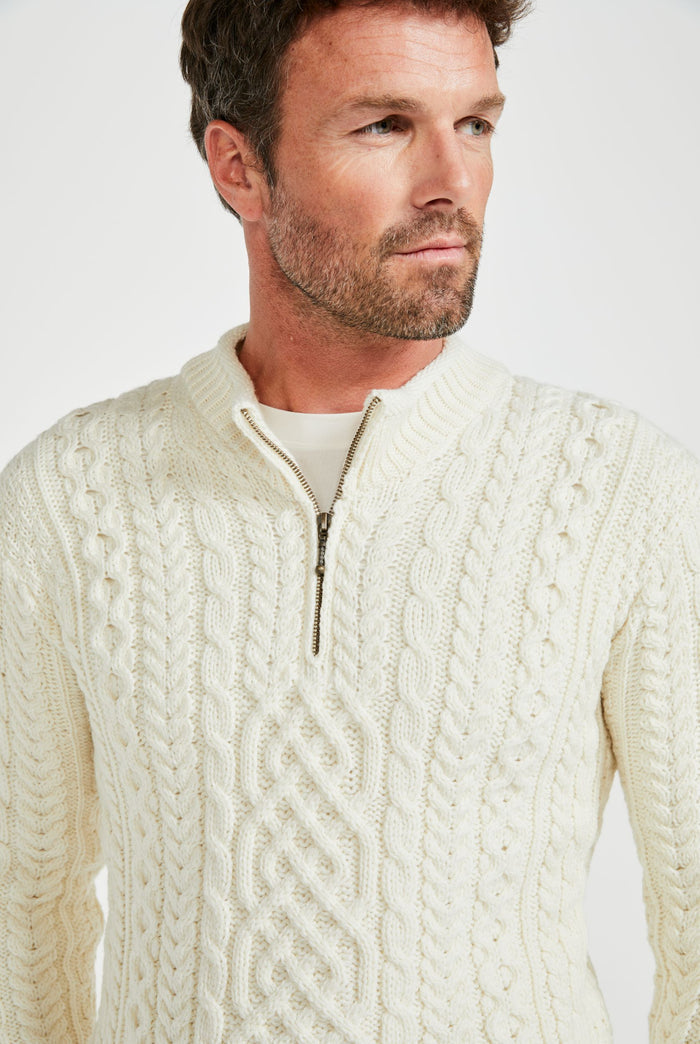 Merino wool jumper, Irish wool sweater, Men's sweater, Navy sweater, cable knit, made in Ireland, knitwear, jumper,cream jumper