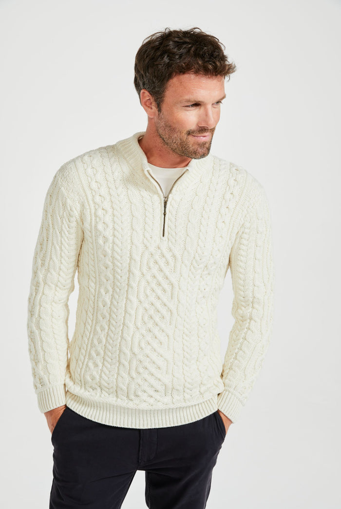 Merino wool jumper, Irish wool sweater, Men's sweater, Navy sweater, cable knit, made in Ireland, knitwear, jumper,cream jumper