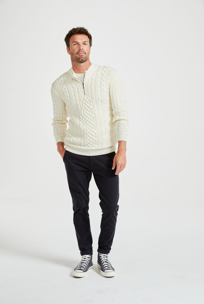Merino wool jumper, Irish wool sweater, Men's sweater, Navy sweater, cable knit, made in Ireland, knitwear, jumper,cream jumper