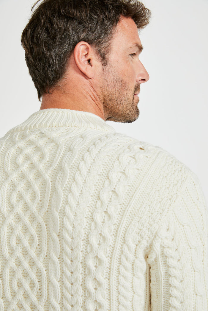 Merino wool jumper, Irish wool sweater, Men's sweater, Navy sweater, cable knit, made in Ireland, knitwear, jumper,cream jumper