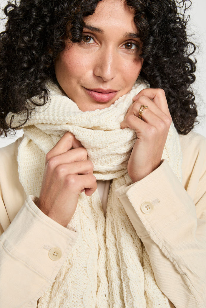merino wool, scarf, cream,  knitwear, gift, aran scarves, hat & scarves,aran,wool scarf