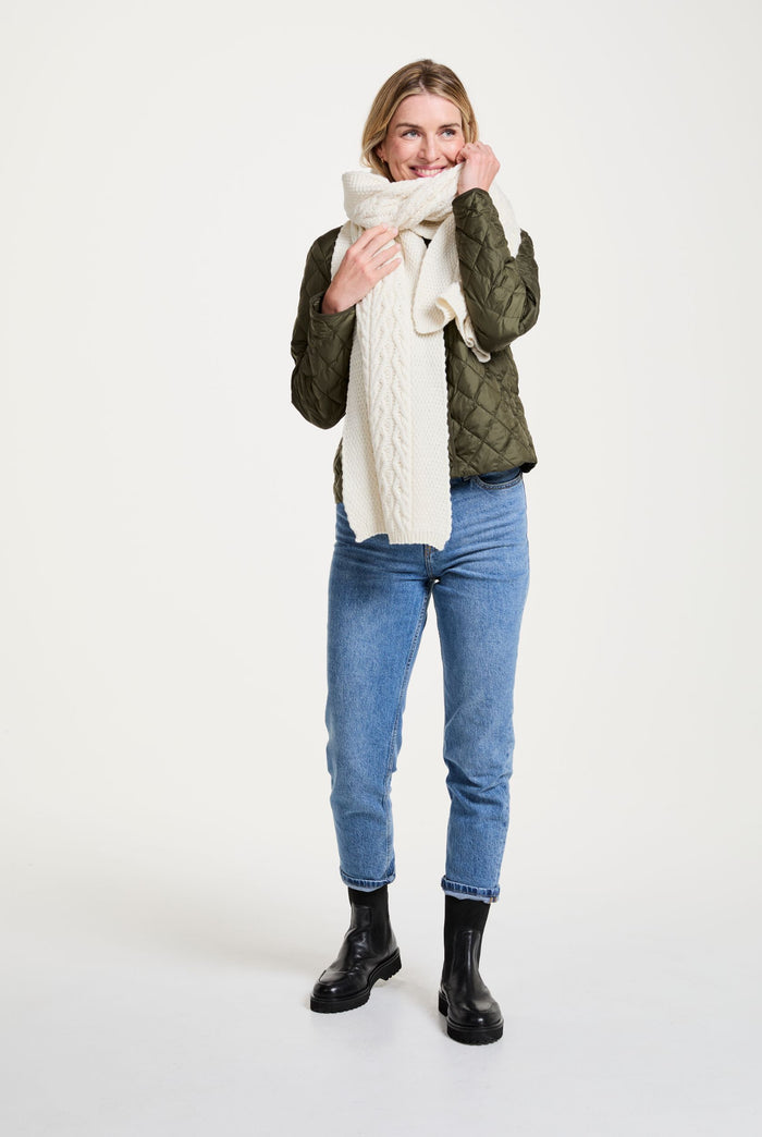 merino wool, scarf, cream,  knitwear, gift, aran scarves, hat & scarves,aran,wool scarf,made in Ireland