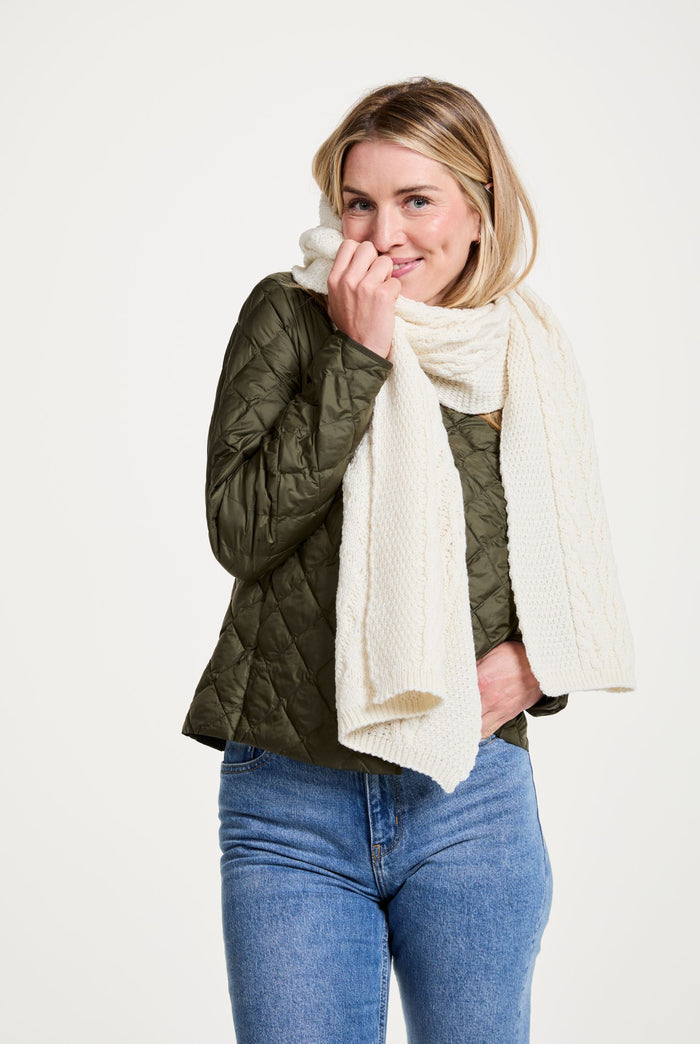 merino wool, scarf, cream,  knitwear, gift, aran scarves, hat & scarves,aran,wool scarf,made in Ireland