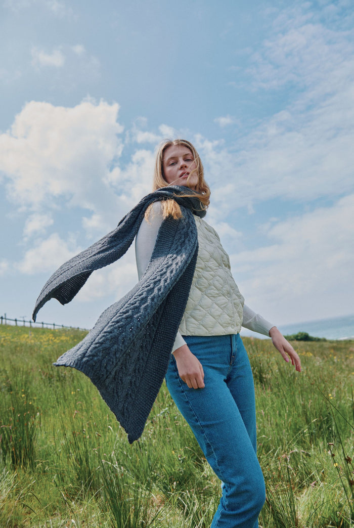 merino wool, scarf, grey,  knitwear, gift, aran scarves, hat & scarves,aran,wool scarf,made in Ireland
