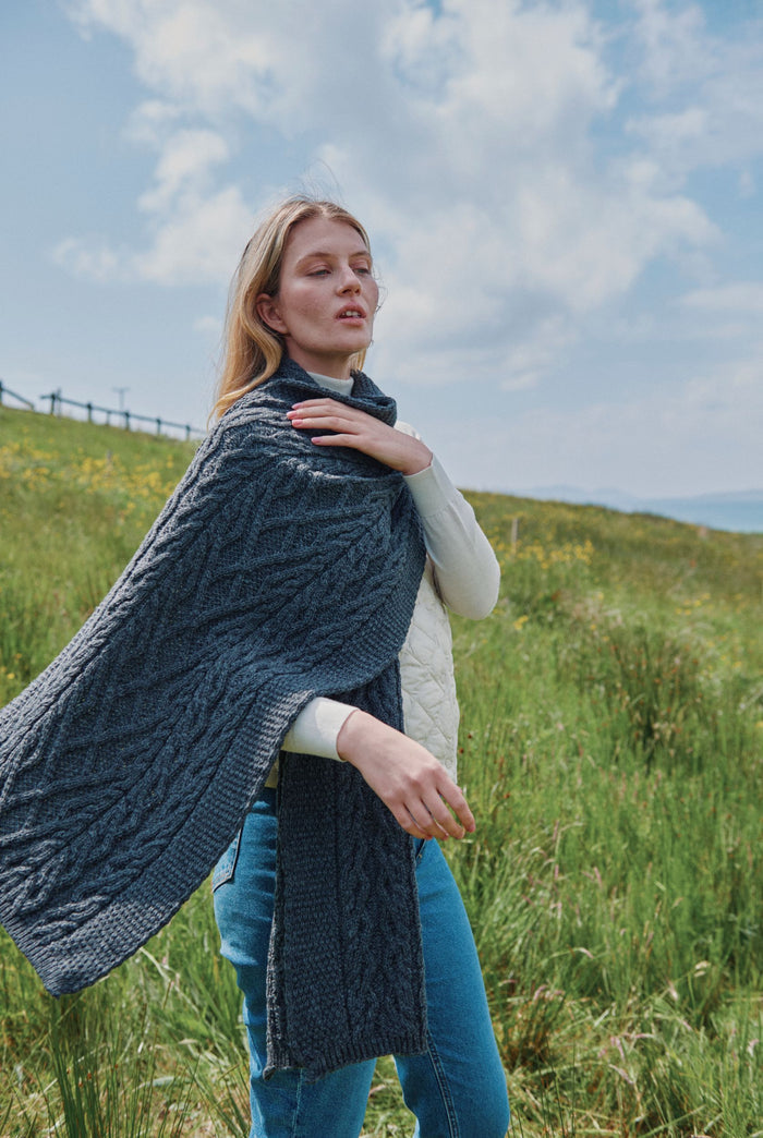 merino wool, scarf, grey,  knitwear, gift, aran scarves, hat & scarves,aran,wool scarf,made in Ireland