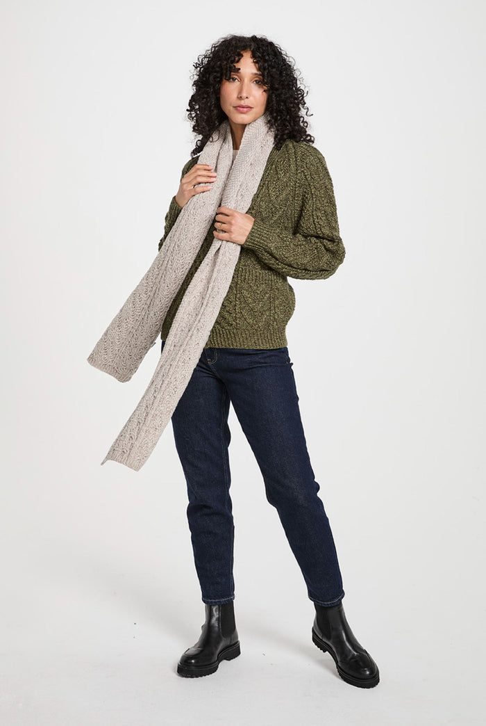 merino wool, scarf, oat,  knitwear, gift, ladies scarf, aran scarves, hat & scarves,aran