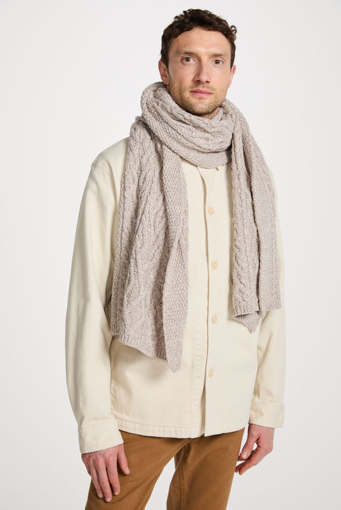 Merino wool, scarf, oat, knitwear, gift, aran scarves, hat & scarves, made in Ireland