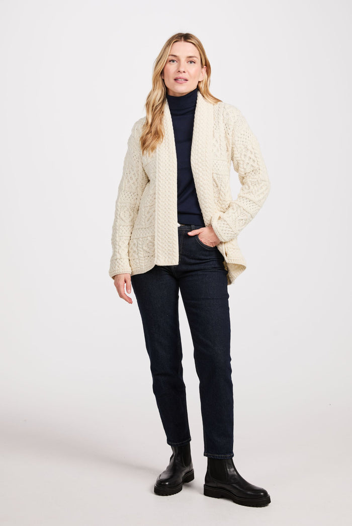women's cardigan, women's wool cardigan, Ireland,  Boyfriend, buttoned,aran, Irish sweater, merino wool, cream,knitwear