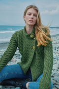 Merino wool sweater,  Aran sweater, women's sweater, knitwear, jumper, Ireland, green ,made in Ireland ,wool jumper