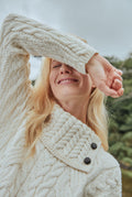 Merino wool, sweater, aran sweater, knitwear ,made in Ireland, ladies  jumper, wool jumper, cable knit ,Pullover,cream