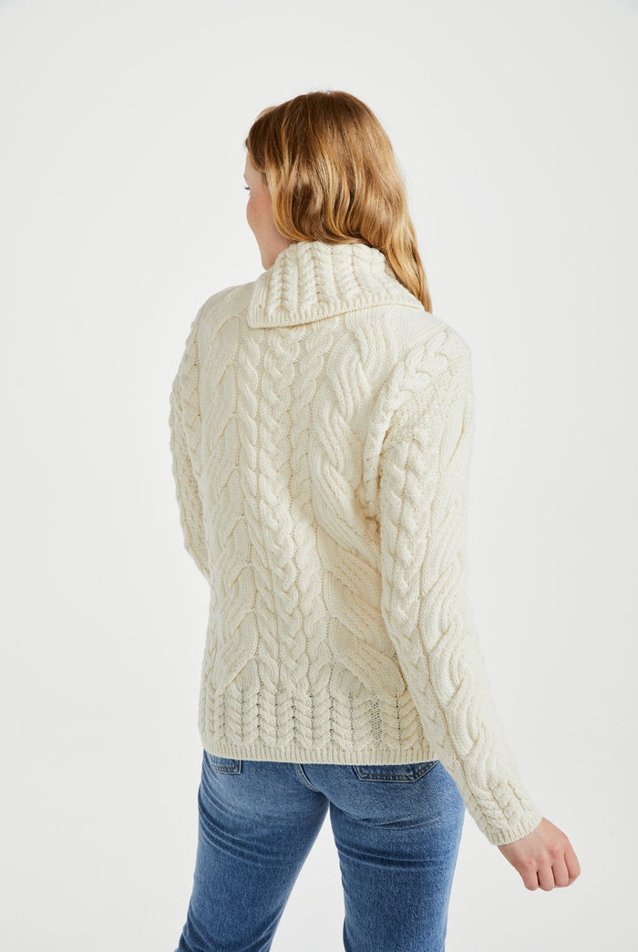 Merino wool, sweater, aran sweater, knitwear ,made in Ireland, ladies  jumper, wool jumper, cable knit ,Pullover,cream