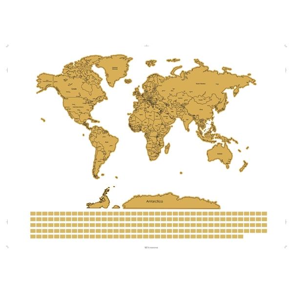 Makr Scratch Off Map of the World, Blue/Silver- 82x59cm