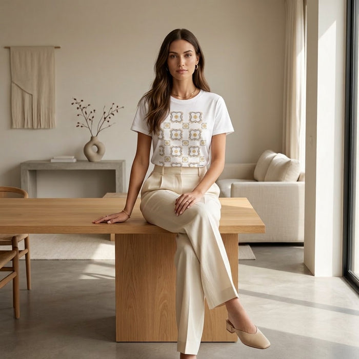 Moonlit Mandala Dream Unisex T-Shirt (White)