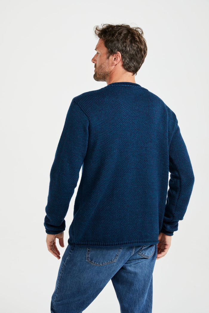 Merino wool sweater, made in Ireland, knitwear, aran sweater, jumper, pullover, roll neck sweater, men's jumper, navy