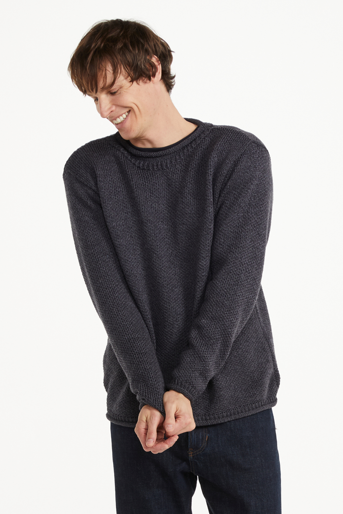 Moycullen Roll Neck Mens Merino Sweater - Grey