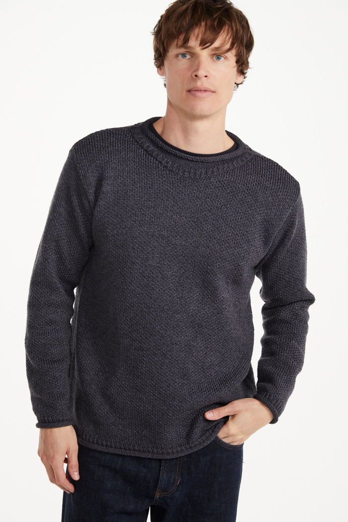Moycullen Roll Neck Mens Merino Sweater - Grey
