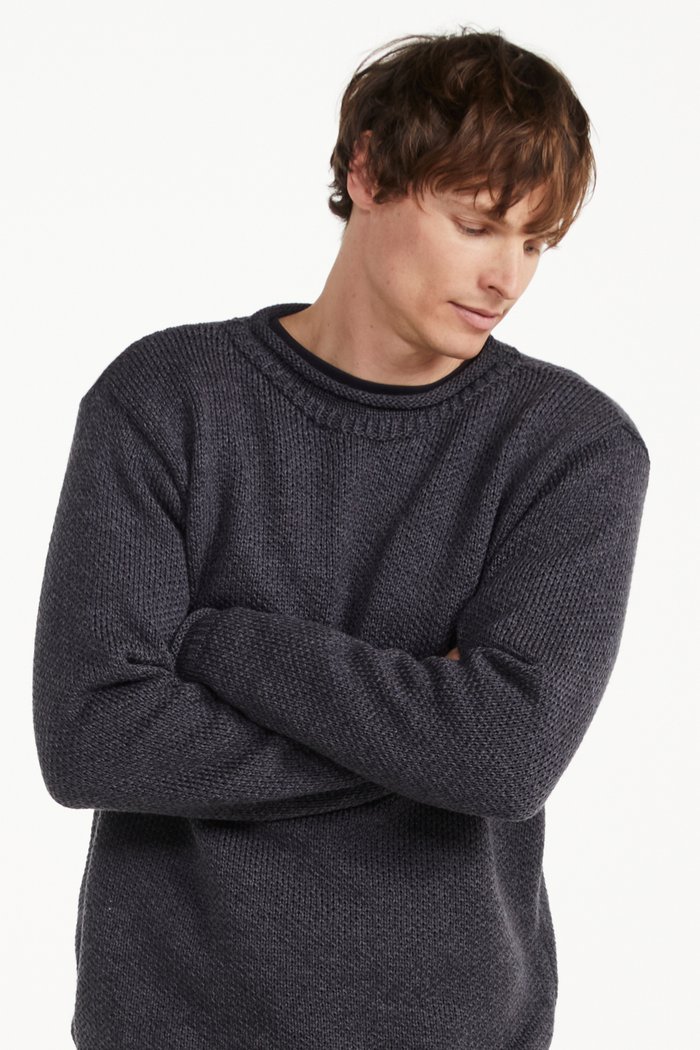 Moycullen Roll Neck Mens Merino Sweater - Grey