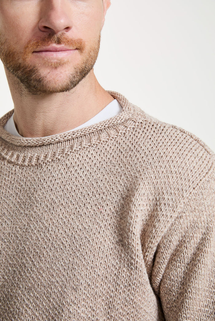 Merino wool sweater, made in Ireland, knitwear, aran sweater, jumper, pullover, roll neck sweater, men's jumper,oat