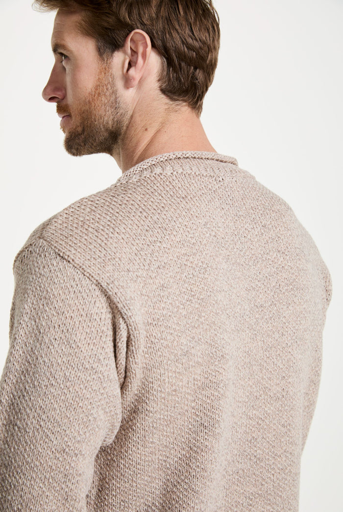 Merino wool sweater, made in Ireland, knitwear, aran sweater, jumper, pullover, roll neck sweater, men's jumper,oat