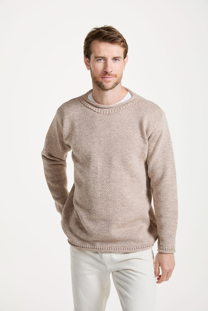 Merino wool sweater, made in Ireland, knitwear, aran sweater, jumper, pullover, roll neck sweater, men's jumper,oat