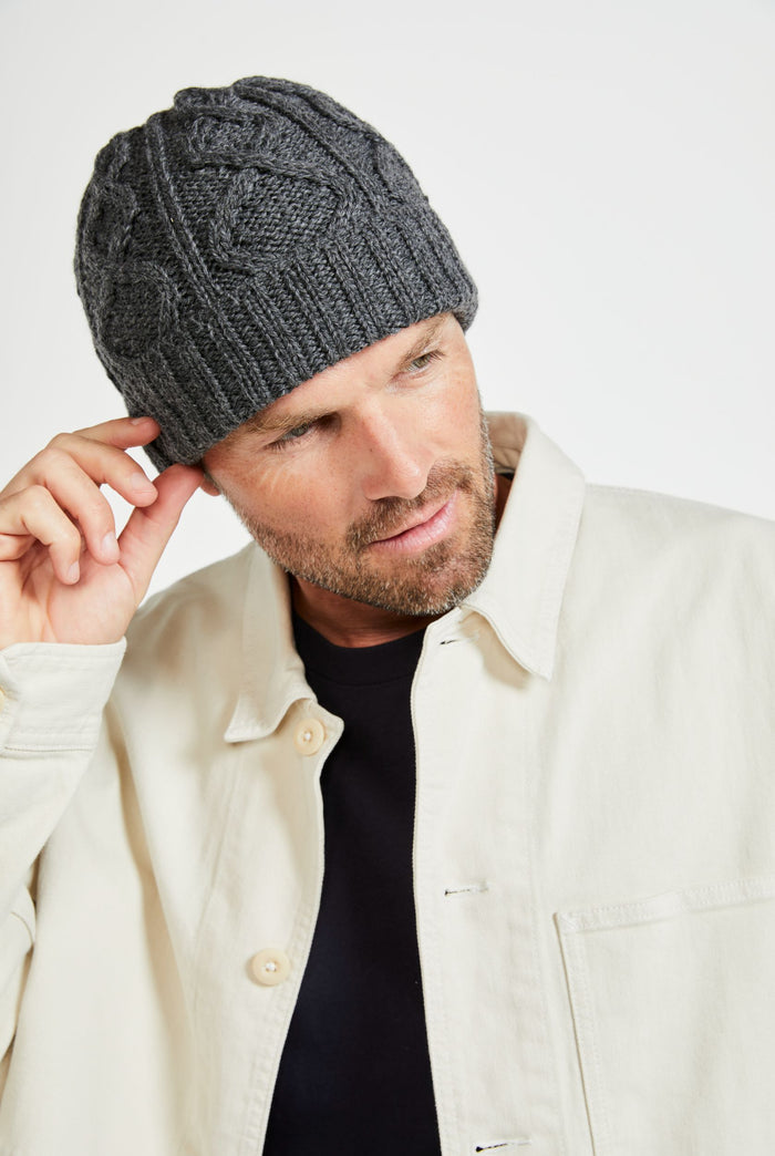 Merino wool, hat, grey, Hat & Scarf, aran hats, knitwear, made in Ireland, woollen hats, gift, Pom Pom,wool