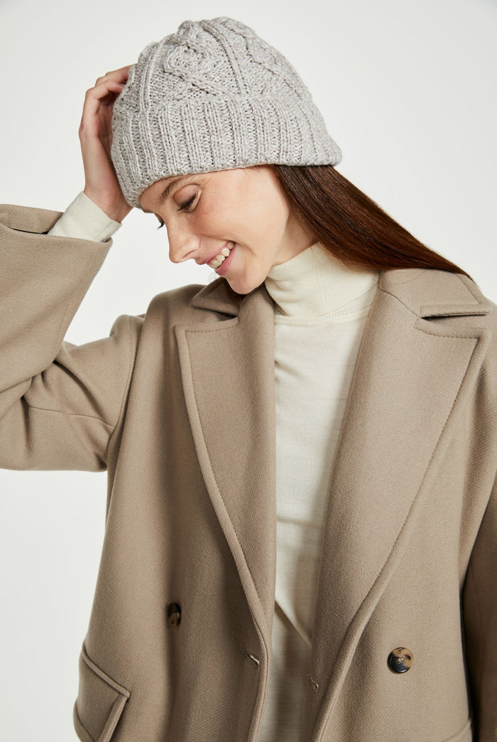 Merino wool, hat, oat, Hat & Scarf, aran hats, knitwear, made in Ireland, woollen hats, gift, Pom Pom,Wool