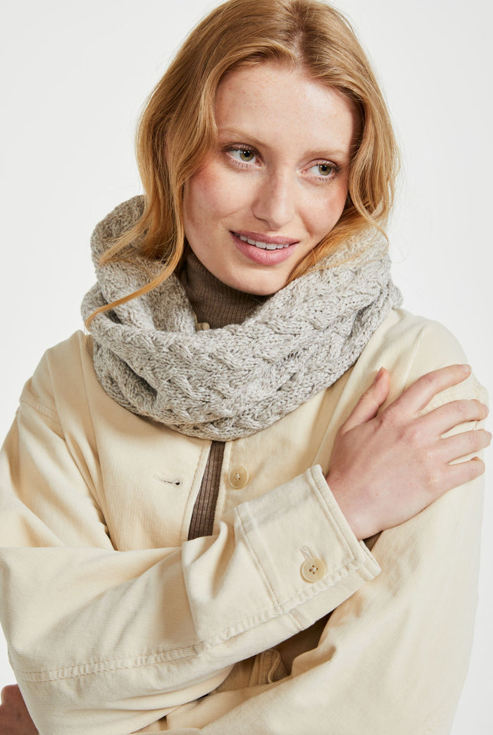 Merino wool, wool snood, made in Ireland, knitwear, wool scarf, aran, Ireland, oat, gift,Hat & Scarf