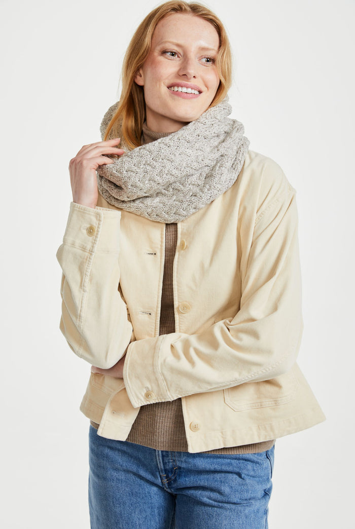 Merino wool, wool snood, made in Ireland, knitwear, wool scarf, aran, Ireland, oat, gift,Hat & Scarf