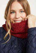 Merino wool, wool snood, made in Ireland, knitwear, wool scarf, aran, snood, Ireland, red, gift, Hat & Scarf