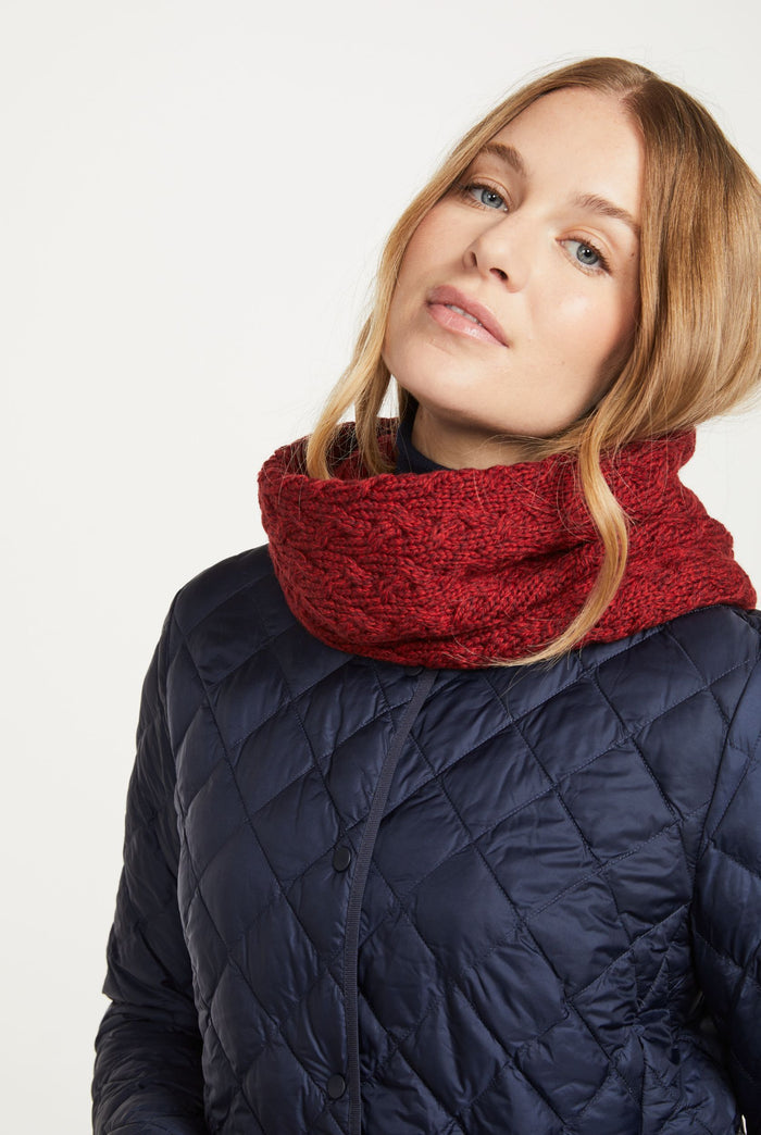 Merino wool, wool snood, made in Ireland, knitwear, wool scarf, aran, snood, Ireland, red,gift, Hat & Scarf